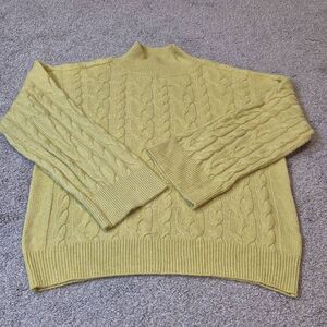 Stitch By Chenaut Womens XL Cable Knit Yellow Pullover Sweater